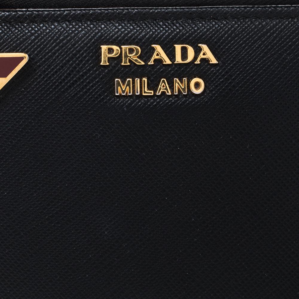 Prada Black Saffiano Lux Leather Compact Wallet 6