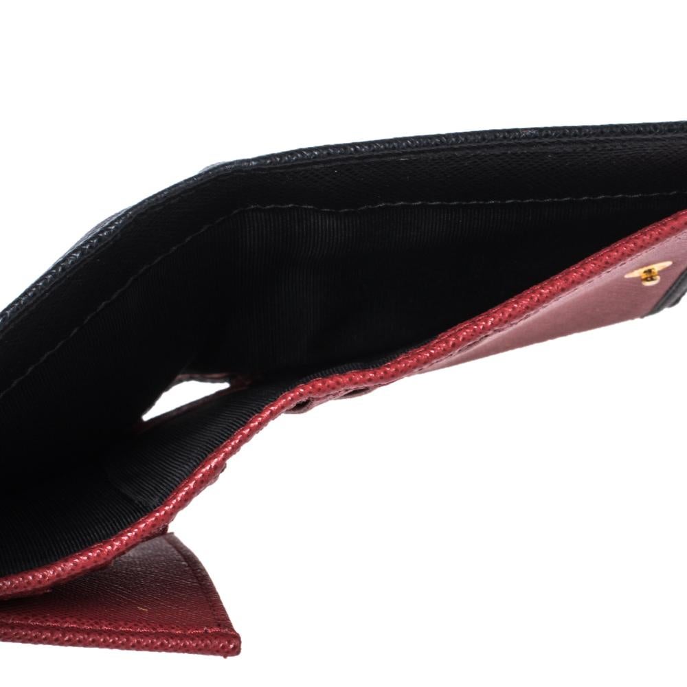 Prada Black Saffiano Lux Leather Compact Wallet 1