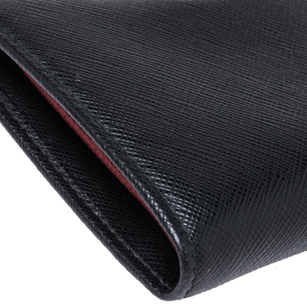Prada Black Saffiano Lux Leather Compact Wallet 5