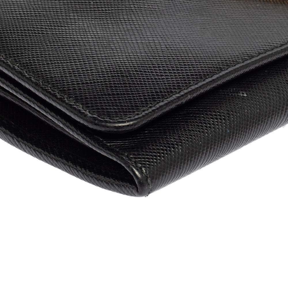 Prada Black Saffiano Lux Leather Continental Flap Wallet 6