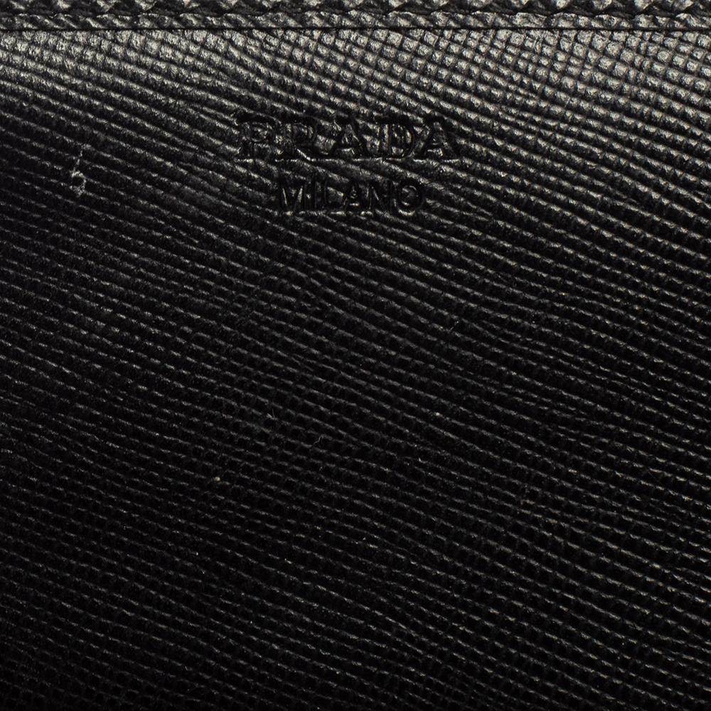 Prada Black Saffiano Lux Leather Continental Flap Wallet 1