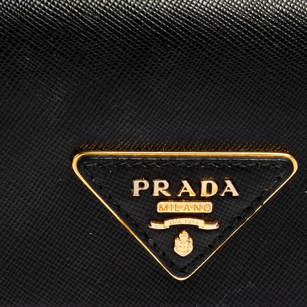 Prada Black Saffiano Lux Leather Continental Flap Wallet 3