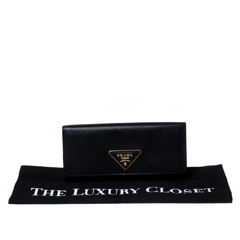 Prada Black Saffiano Lux Leather Continental Wallet 3