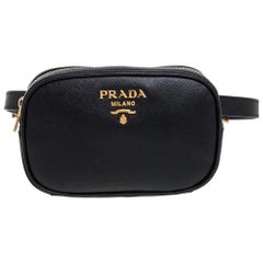 Used Prada Black Saffiano Lux Leather Convertible Belt/Shoulder Bag