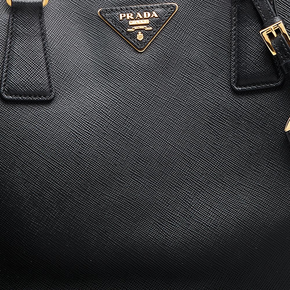 Prada Black Saffiano Lux Leather Dome Satchel 6