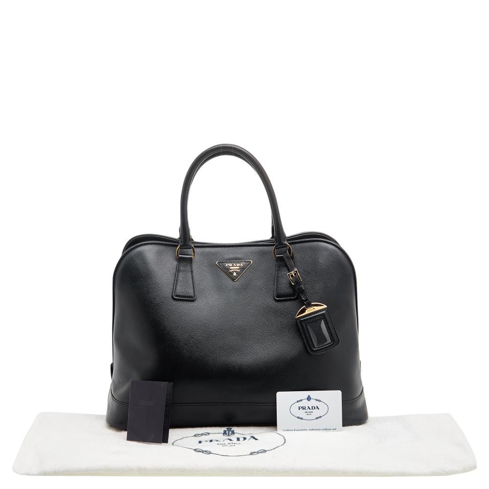 Prada Black Saffiano Lux Leather Dome Satchel 7