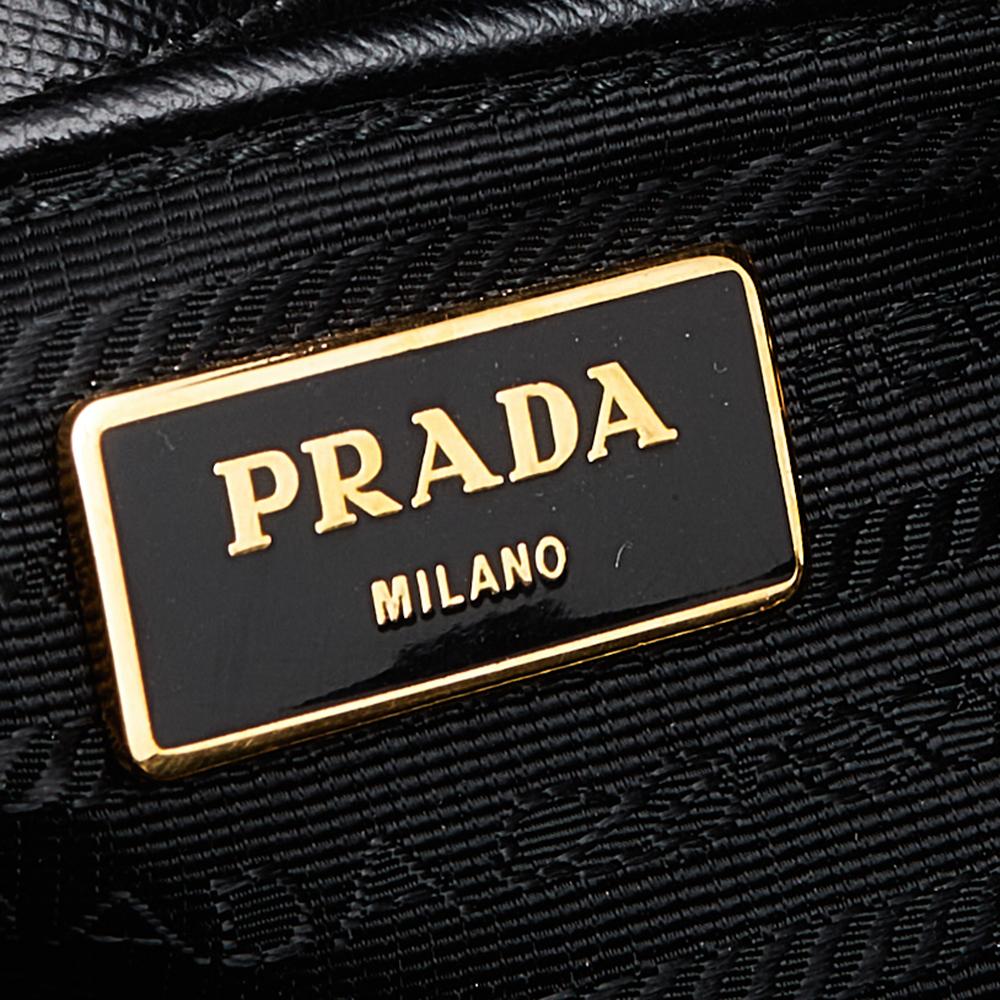 Prada Black Saffiano Lux Leather Dome Satchel 2