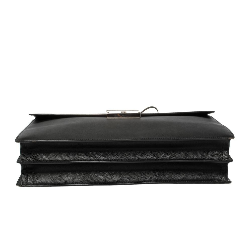 Prada Black Saffiano Lux Leather Double Gusset Briefcase 6