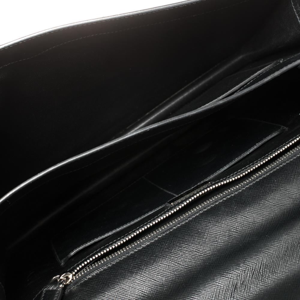 Prada Black Saffiano Lux Leather Double Gusset Briefcase 2