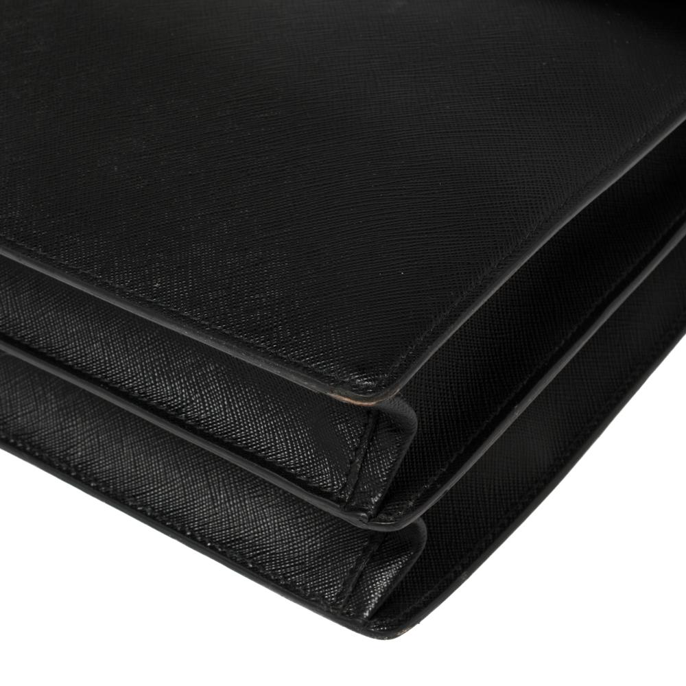 Prada Black Saffiano Lux Leather Double Gusset Briefcase 4