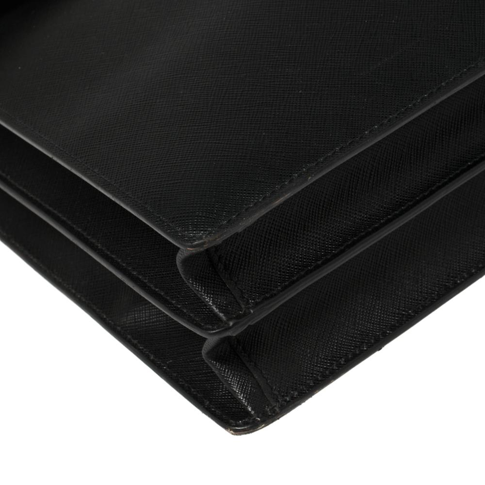Prada Black Saffiano Lux Leather Double Gusset Briefcase 5