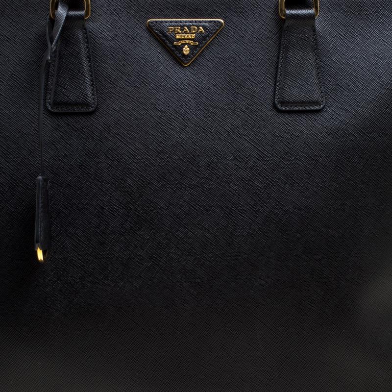 Prada Black Saffiano Lux Leather Executive Double Zip Tote 6