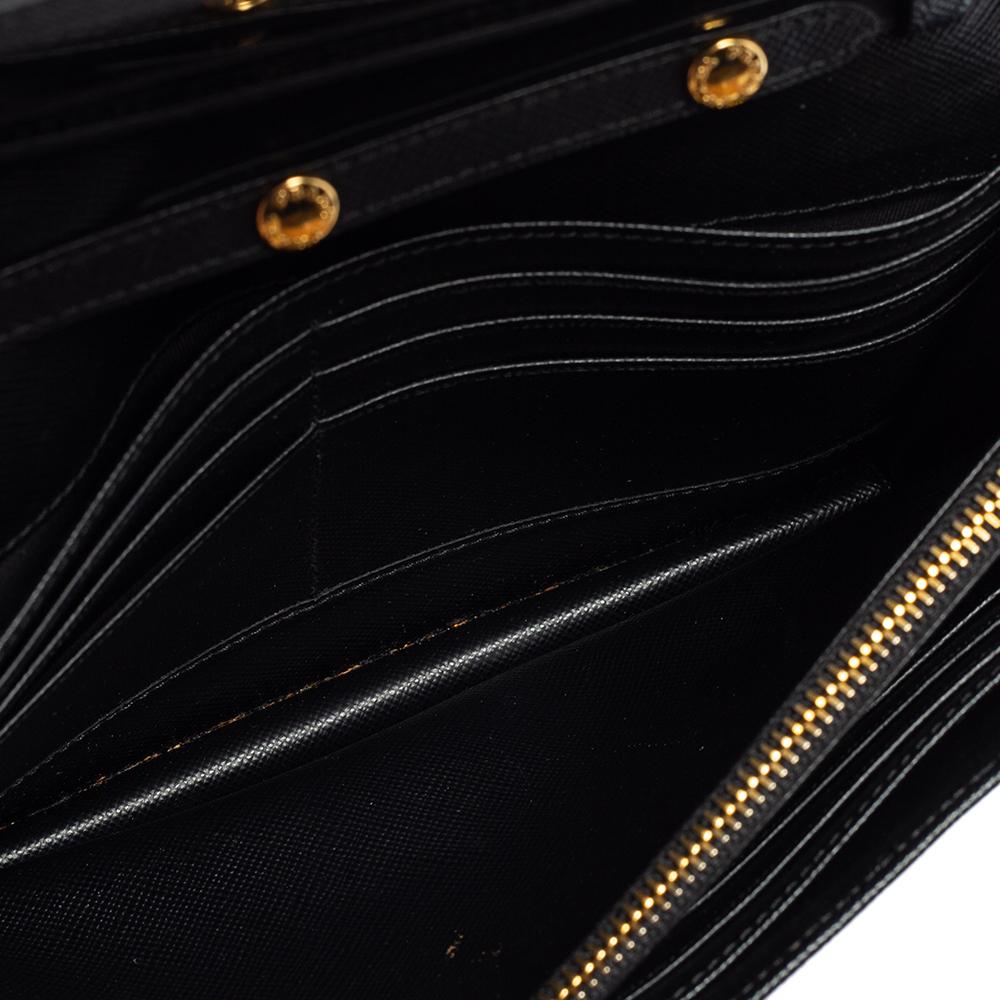 Prada Black Saffiano Lux Leather Flap Clutch Bag 7