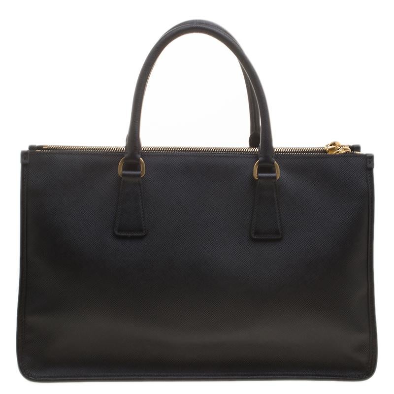 Women's Prada Black Saffiano Lux Leather Frame Top Handle Bag