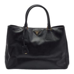 Prada Black Saffiano Lux Leather Gardener's Tote