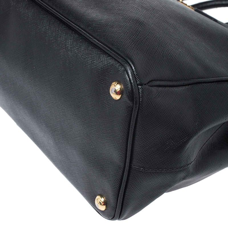 Prada Black Saffiano Lux Leather Large Double Zip Tote 6