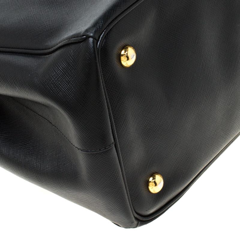 Prada Black Saffiano Lux Leather Large Double Zip Tote 6