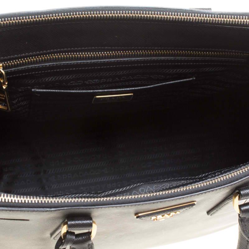 Prada Black Saffiano Lux Leather Large Double Zip Tote 7