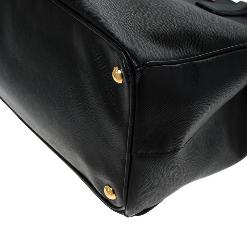 Prada Black Saffiano Lux Leather Large Double Zip Tote 2