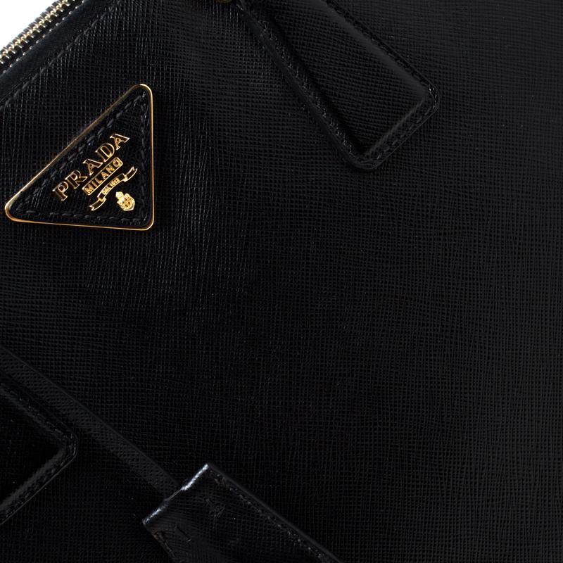 Prada Black Saffiano Lux Leather Large Double Zip Tote 3