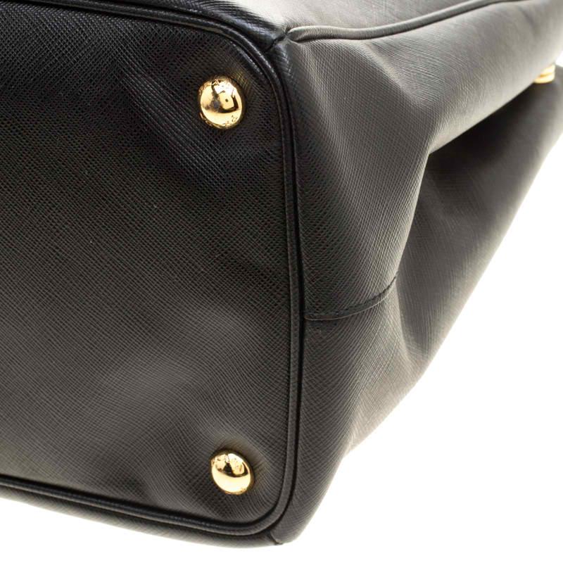 Prada Black Saffiano Lux Leather Large Double Zip Tote 6