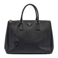 Prada Black Saffiano Lux Leather Large Double Zip Tote Prada Black Saffiano Lux Leather Large Double Zip Tote