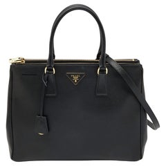 Prada Black Saffiano Lux Leather Large Galleria Double Zip Tote