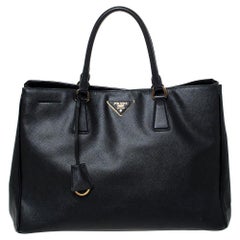 Prada Black Saffiano Lux Leather Large Gardener's Tote