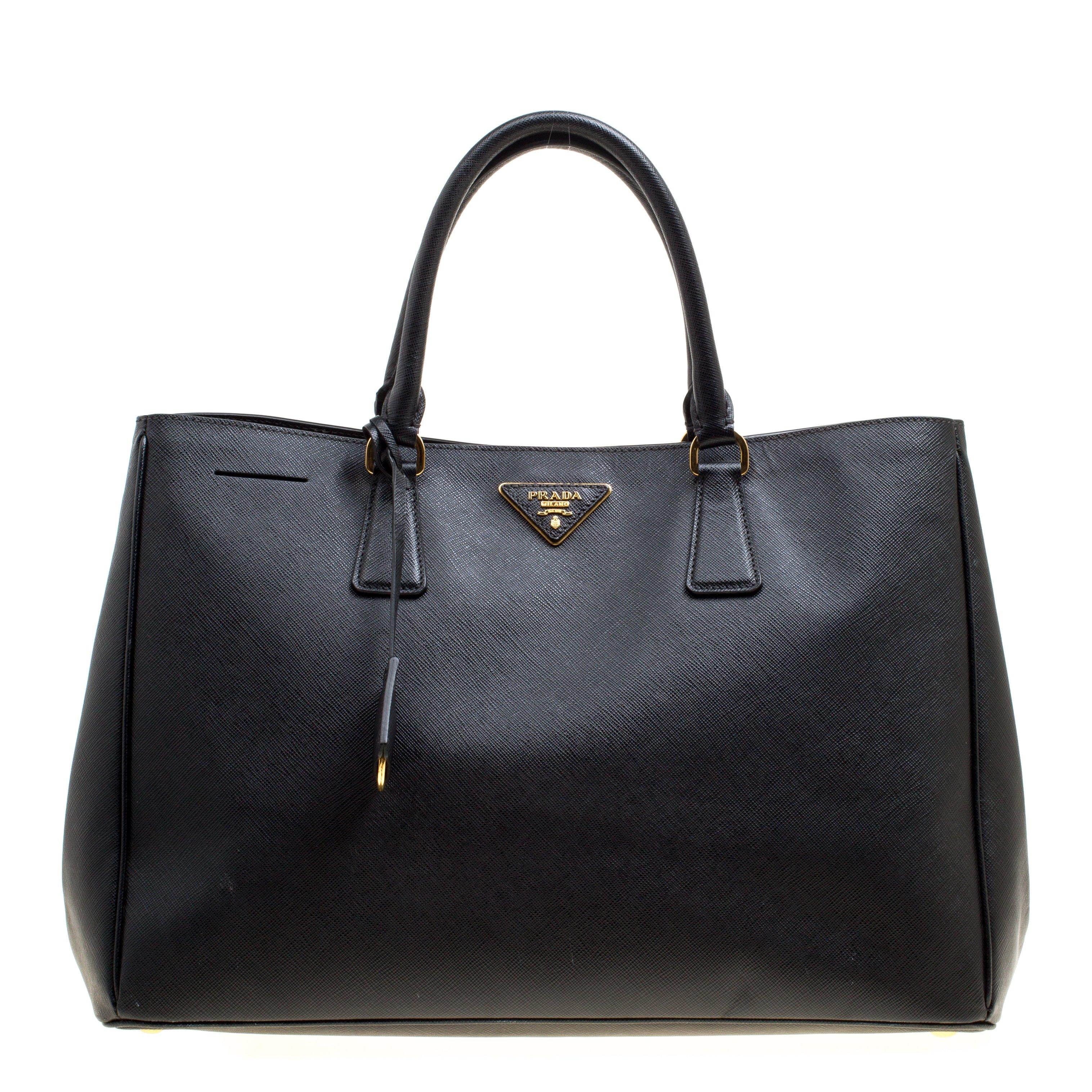 Prada Black Saffiano Lux Leather Large Gardener's Tote