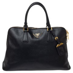 Prada Black Saffiano Lux Leather Large Promenade Bag