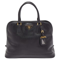 Prada Black Saffiano Lux Leather Large Promenade Satchel