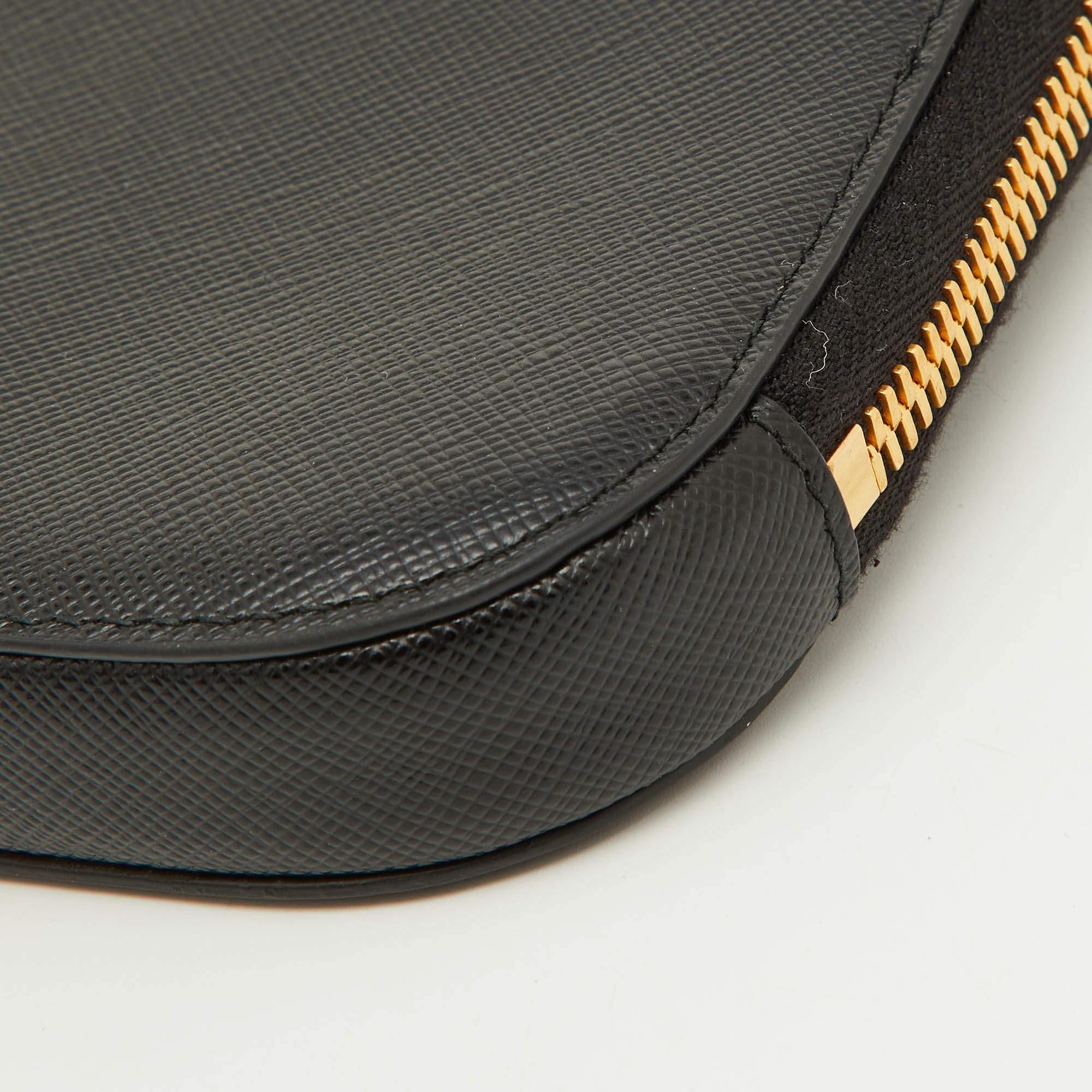 Prada Black Saffiano Lux Leather Logo Phone Crossbody Bag 3