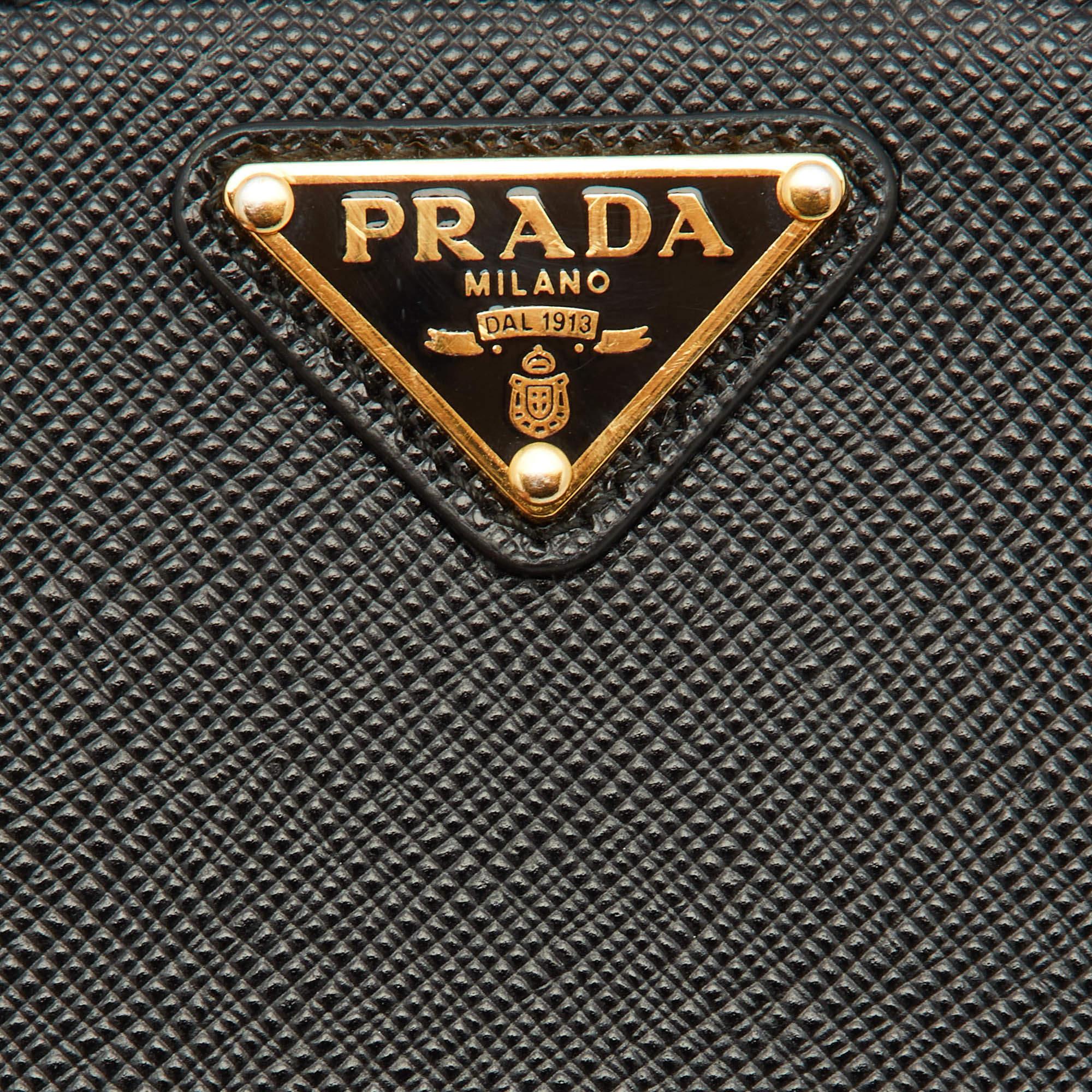 Prada Black Saffiano Lux Leather Logo Phone Crossbody Bag 4
