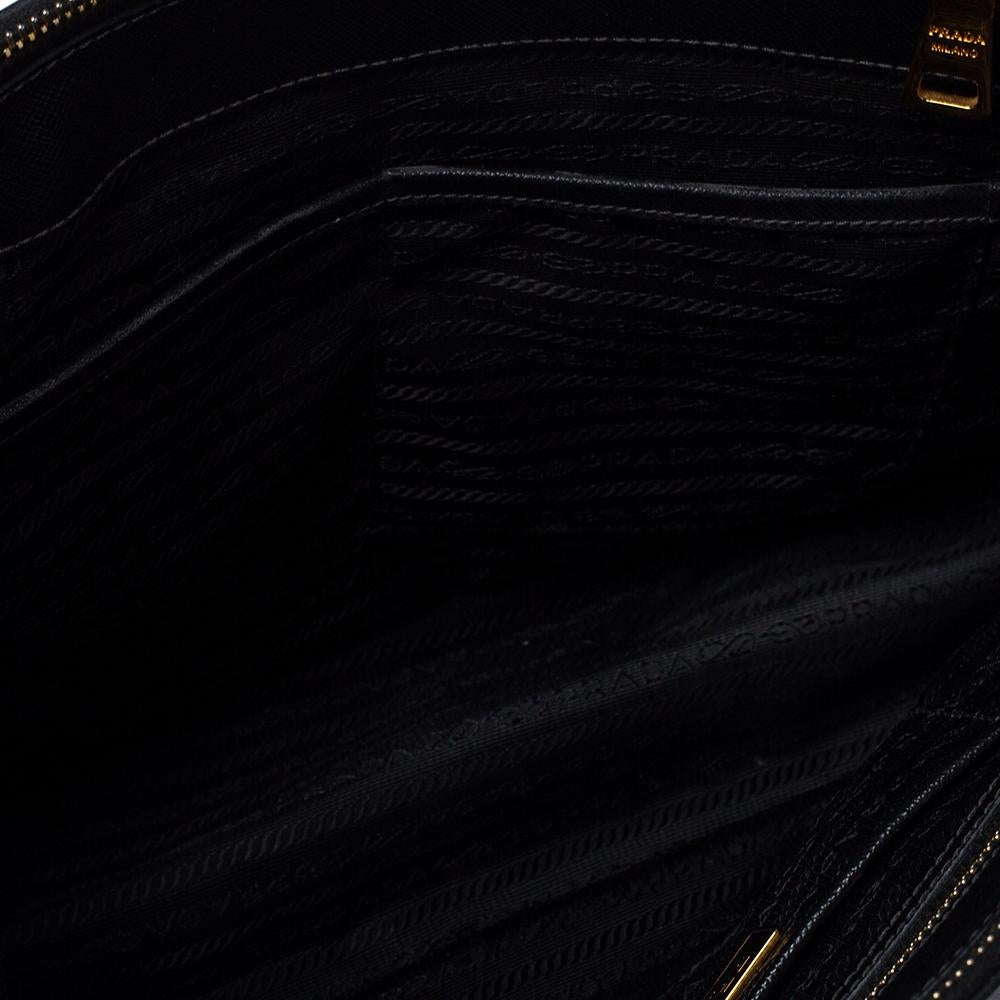 Prada Black Saffiano Lux Leather Medium Double Zip Tote 6