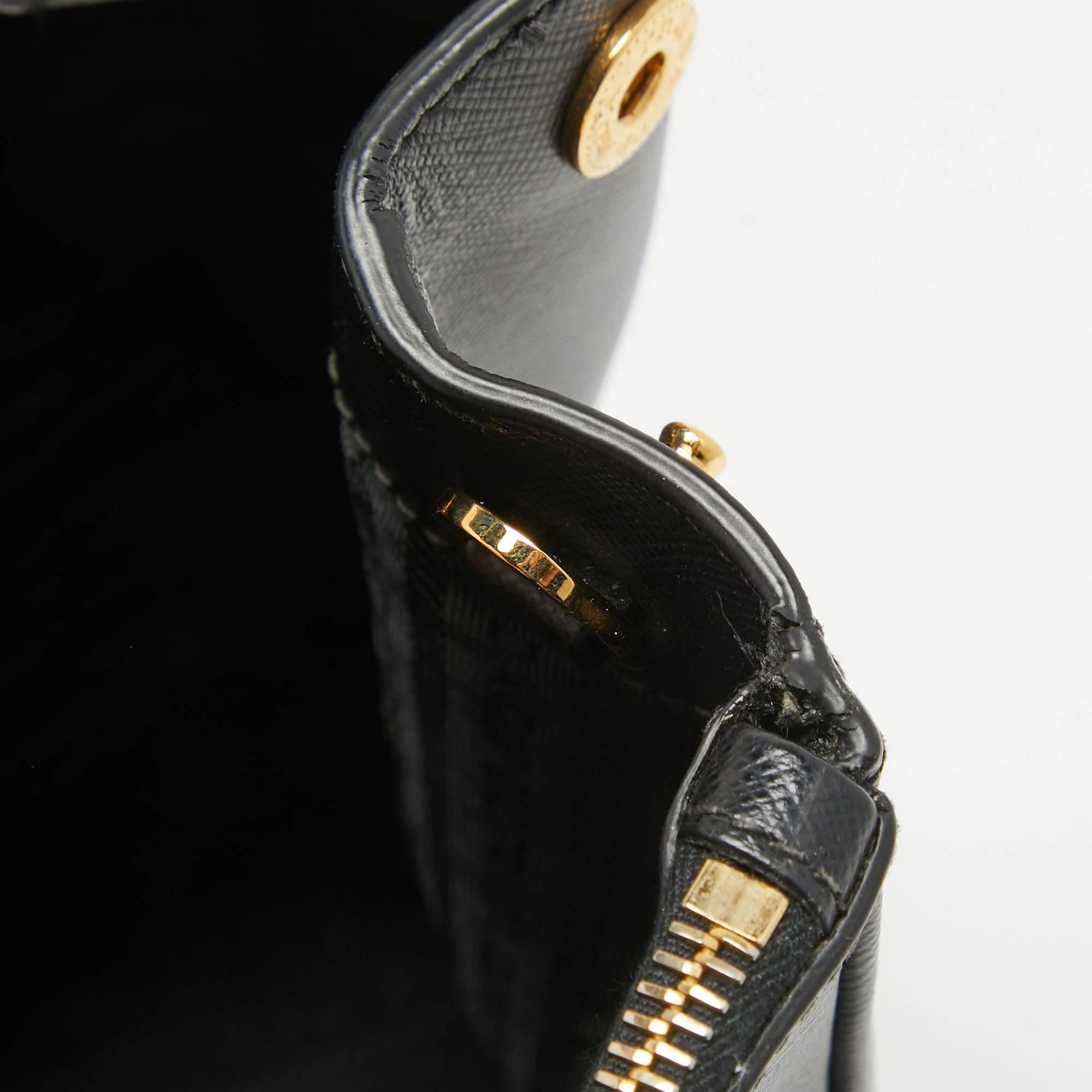 Prada Black Saffiano Lux Leather Medium Double Zip Tote For Sale 6