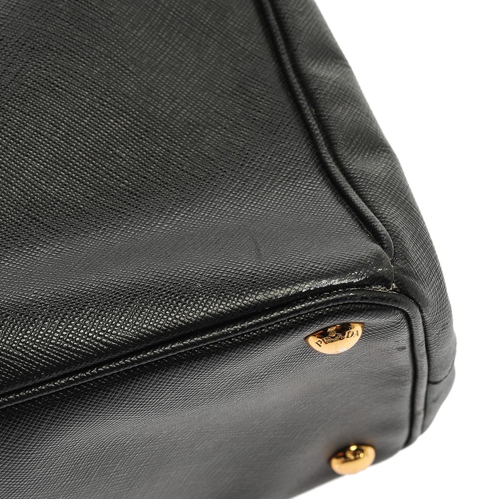 Prada Black Saffiano Lux Leather Medium Double Zip Tote 8