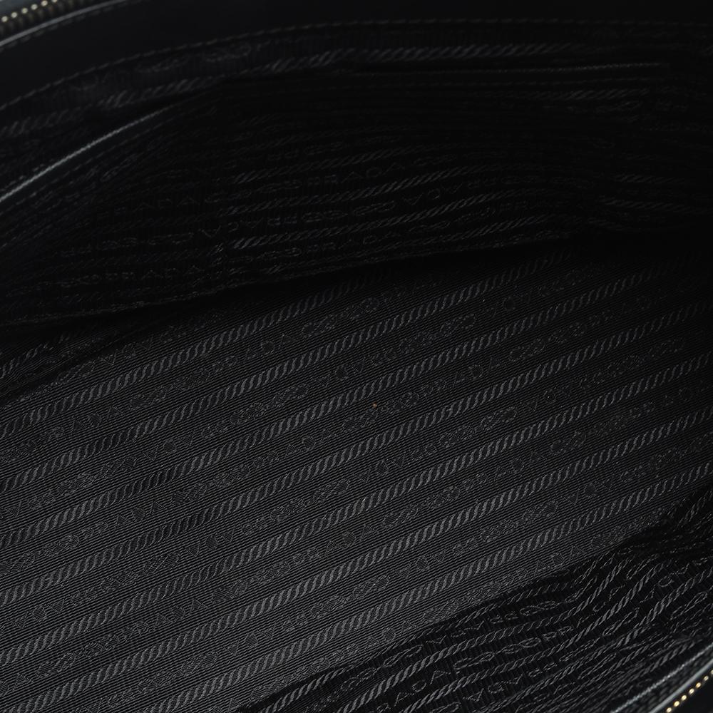 Prada Black Saffiano Lux Leather Medium Double Zip Tote 11