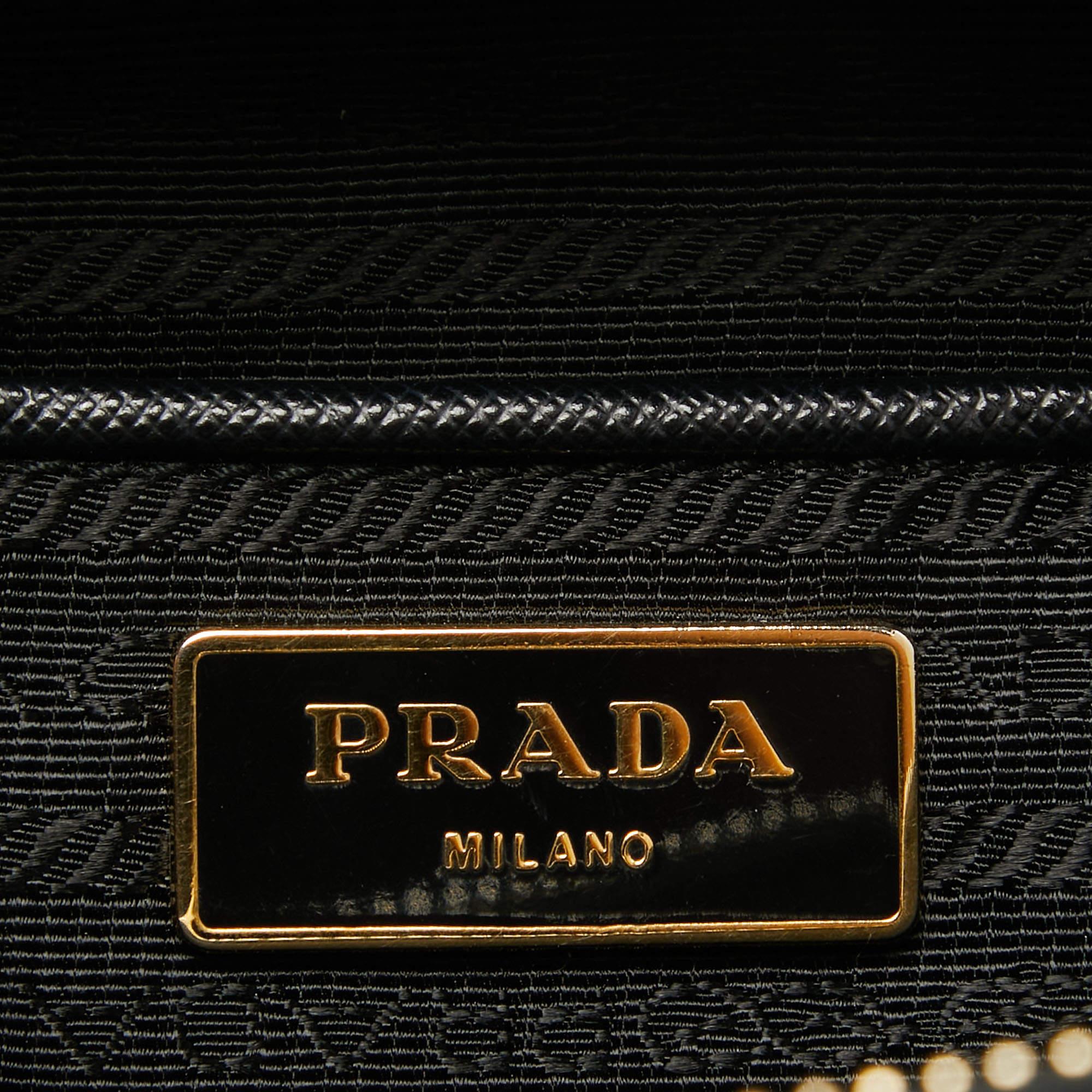 Prada Black Saffiano Lux Leather Medium Double Zip Tote For Sale 5