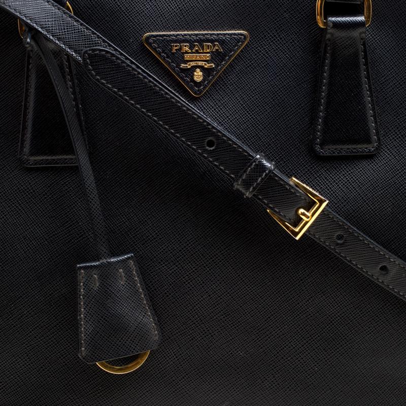 Prada Black Saffiano Lux Leather Medium Galleria Double Zip Top Handle Bag 6