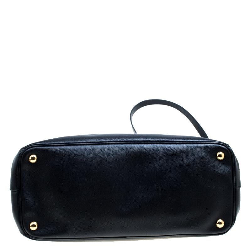 Prada Black Saffiano Lux Leather Medium Galleria Double Zip Top Handle Bag 6