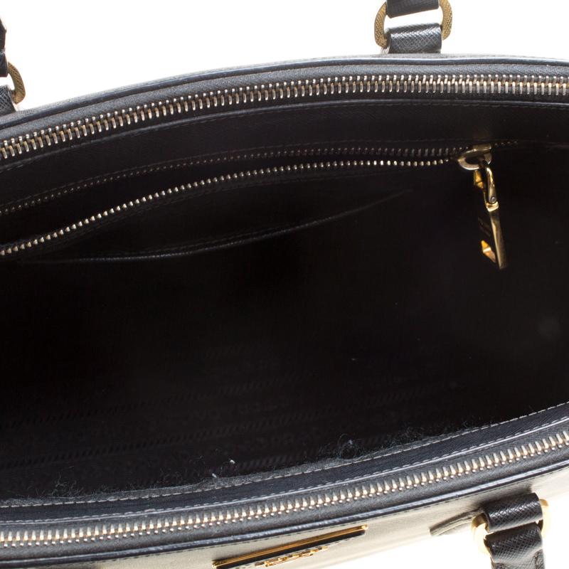 Prada Black Saffiano Lux Leather Medium Galleria Double Zip Top Handle Bag 1