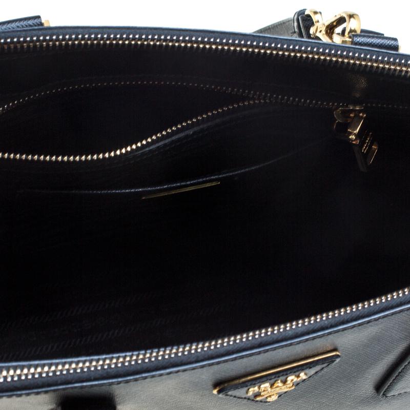 Prada Black Saffiano Lux Leather Medium Galleria Double Zip Top Handle Bag 1
