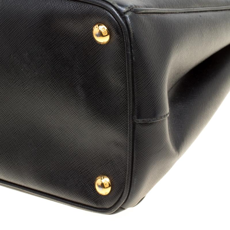 Prada Black Saffiano Lux Leather Medium Galleria Double Zip Top Handle Bag 2