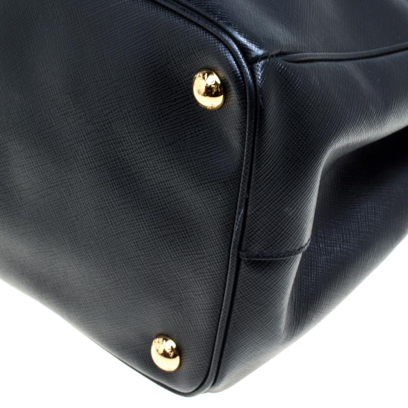 Prada Black Saffiano Lux Leather Medium Galleria Double Zip Top Handle Bag 2
