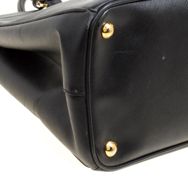 Prada Black Saffiano Lux Leather Medium Galleria Double Zip Top Handle Bag 3