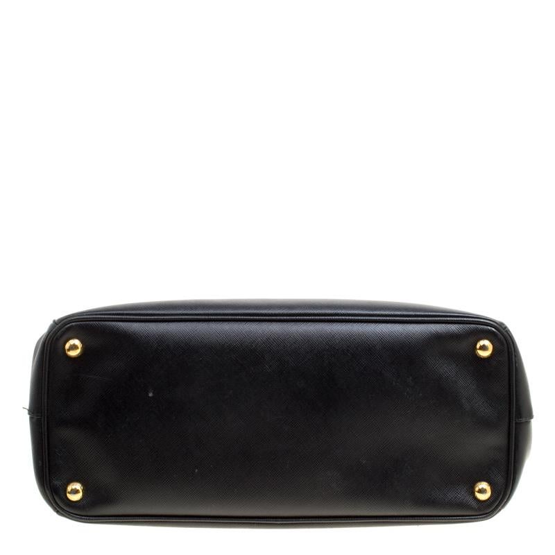 Prada Black Saffiano Lux Leather Medium Galleria Double Zip Top Handle Bag 4