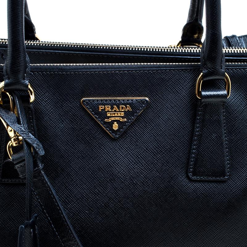 Prada Black Saffiano Lux Leather Medium Galleria Double Zip Top Handle Bag 5
