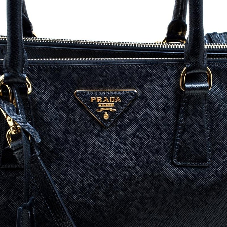 Prada Black Saffiano Lux Leather Medium Galleria Double Zip Top Handle ...