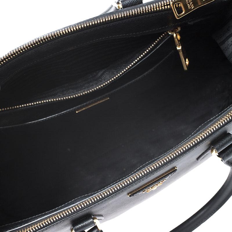 Prada Black Saffiano Lux Leather Medium Galleria Double Zip Tote 2