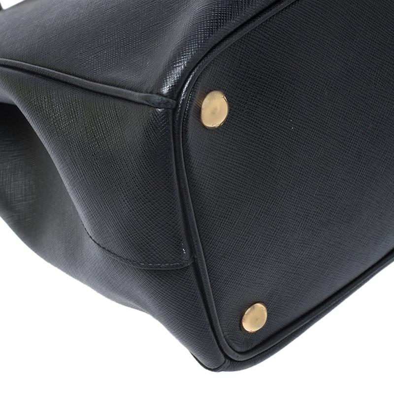 Prada Black Saffiano Lux Leather Medium Galleria Double Zip Tote 5